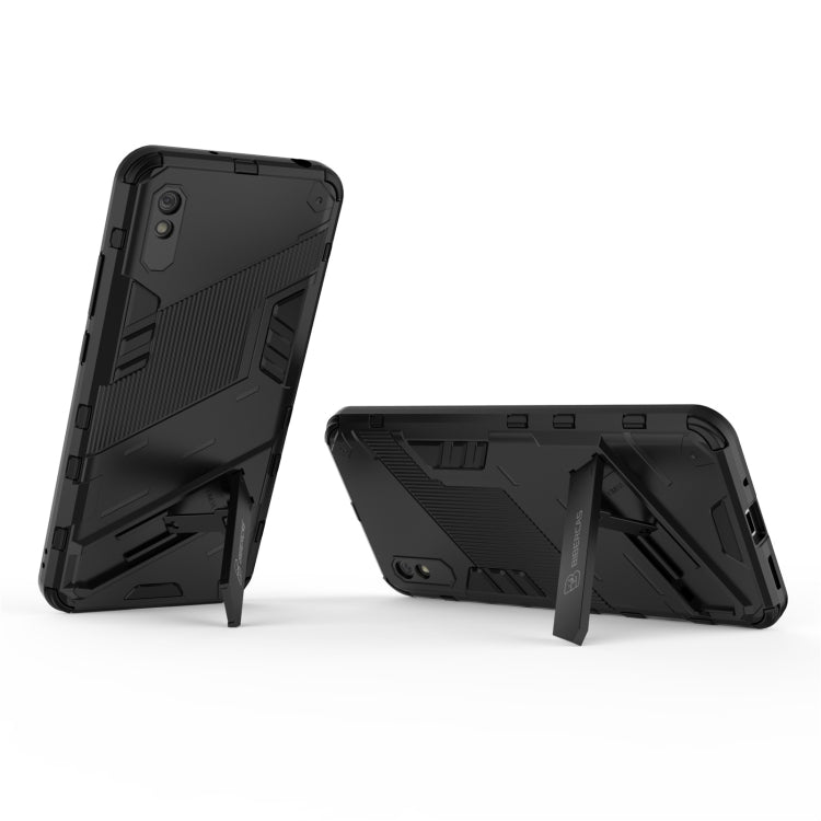 For Xiaomi Redmi 9A Punk Armor 2 in 1 PC + TPU Shockproof Case with Invisible Holder(Black) by buy2fix