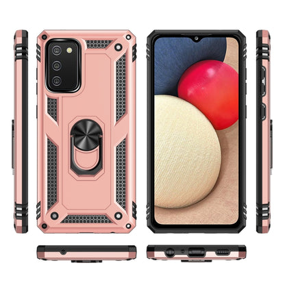 For Samsung Galaxy A02s (US Version) Shockproof TPU + PC Protective Case with 360 Degree Rotating Holder(Rose Gold) by buy2fix