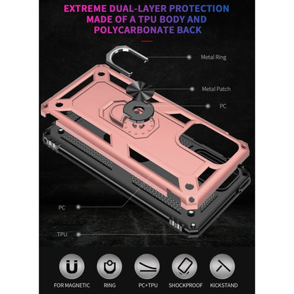 For Samsung Galaxy A02s (US Version) Shockproof TPU + PC Protective Case with 360 Degree Rotating Holder(Rose Gold) by buy2fix