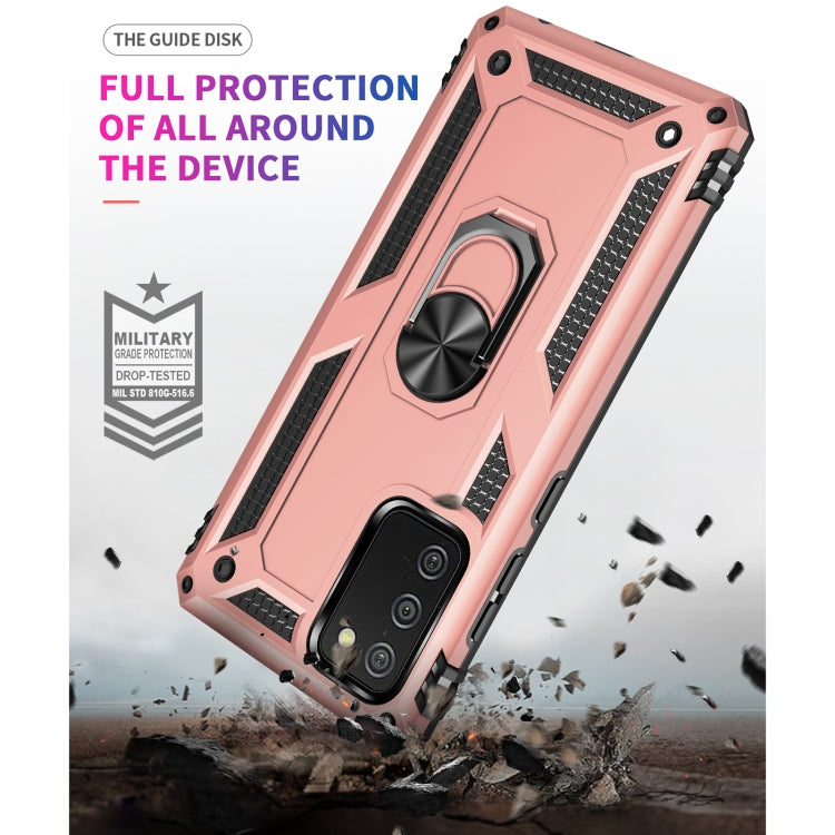 For Samsung Galaxy A02s (US Version) Shockproof TPU + PC Protective Case with 360 Degree Rotating Holder(Rose Gold) by buy2fix