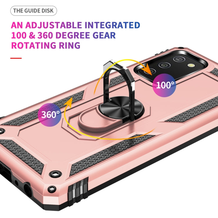 For Samsung Galaxy A02s (US Version) Shockproof TPU + PC Protective Case with 360 Degree Rotating Holder(Rose Gold) by buy2fix