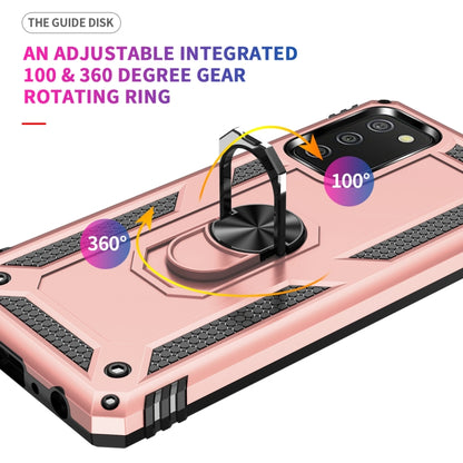 For Samsung Galaxy A02s (US Version) Shockproof TPU + PC Protective Case with 360 Degree Rotating Holder(Rose Gold) by buy2fix