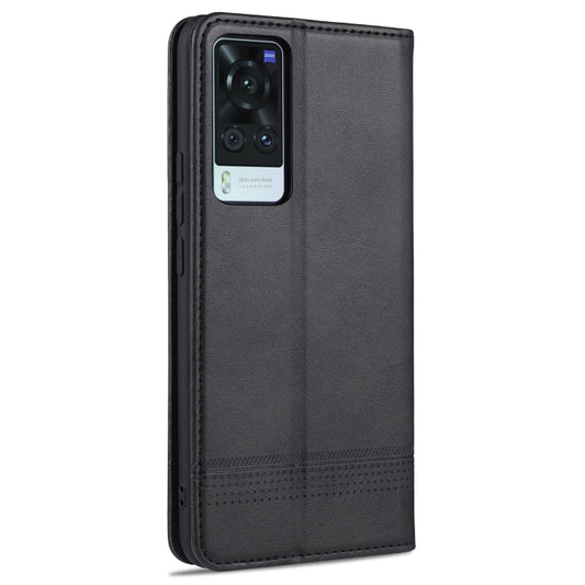 For vivo X60 5G AZNS Magnetic Calf Texture Horizontal Flip Leather Case with Card Slots & Holder & Wallet(Black) by AZNS