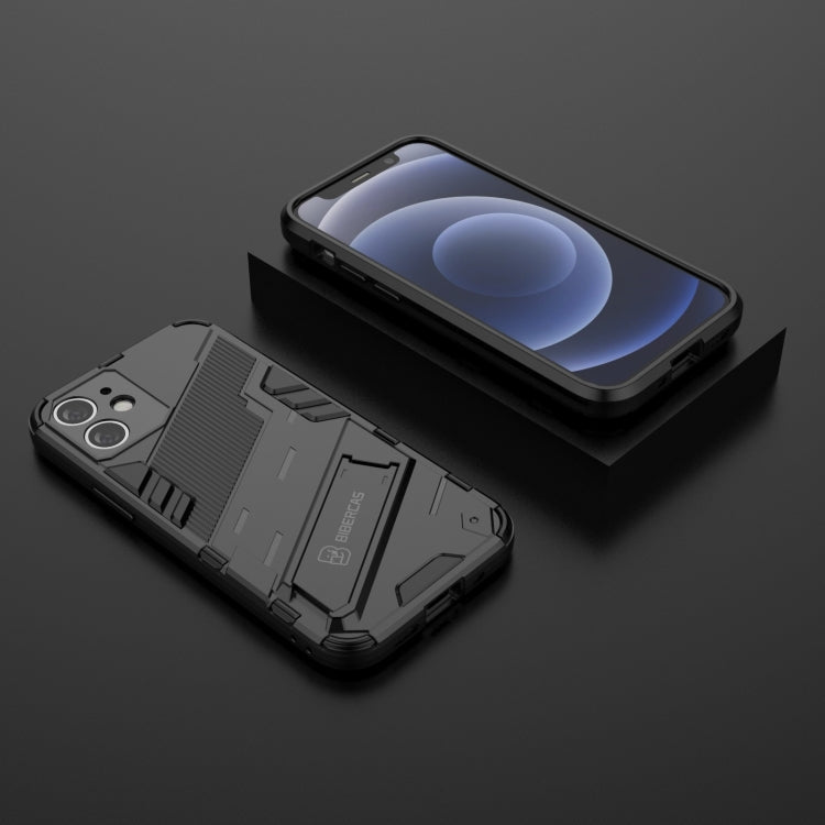For iPhone 12 mini Punk Armor 2 in 1 PC + TPU Shockproof Case with Invisible Holder (Black) by buy2fix