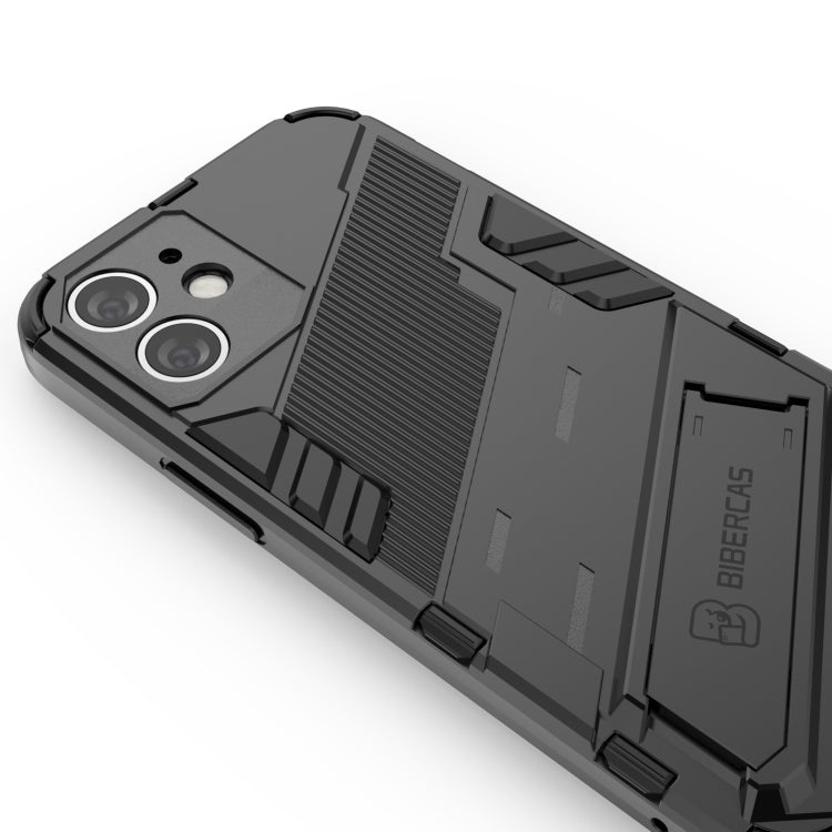 For iPhone 12 mini Punk Armor 2 in 1 PC + TPU Shockproof Case with Invisible Holder (Black) by buy2fix