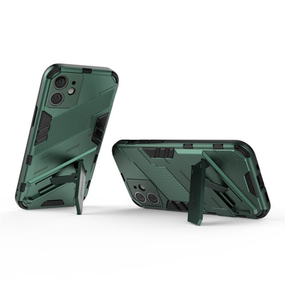 For iPhone 12 mini Punk Armor 2 in 1 PC + TPU Shockproof Case with Invisible Holder (Green) by buy2fix
