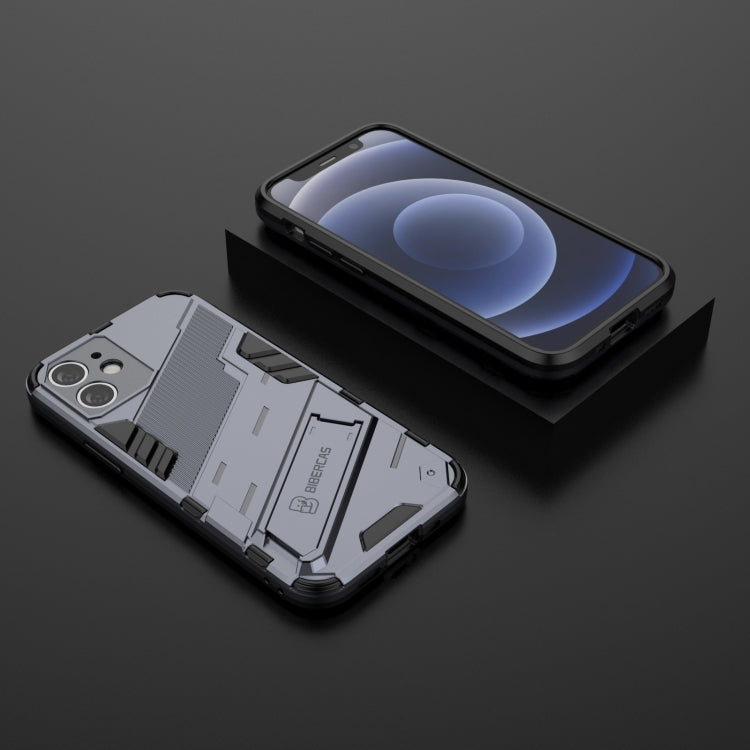 For iPhone 12 mini Punk Armor 2 in 1 PC + TPU Shockproof Case with Invisible Holder (Grey) by buy2fix