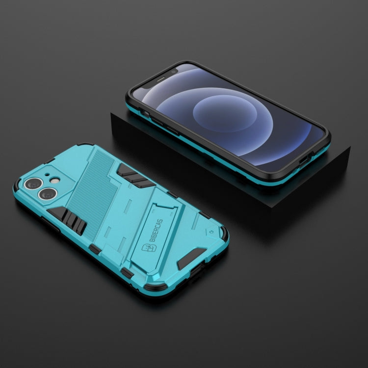 For iPhone 12 mini Punk Armor 2 in 1 PC + TPU Shockproof Case with Invisible Holder (Blue) by buy2fix