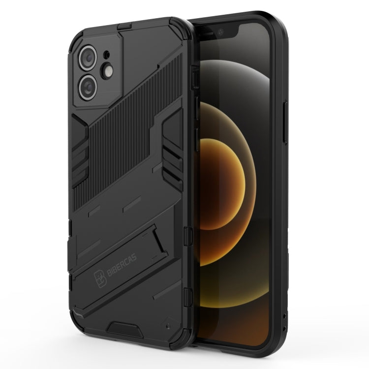 For iPhone 12 Punk Armor 2 in 1 PC + TPU Shockproof Case with Invisible Holder(Black) by buy2fix