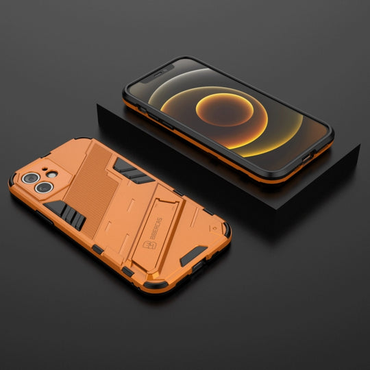 For iPhone 12 Punk Armor 2 in 1 PC + TPU Shockproof Case with Invisible Holder(Orange)