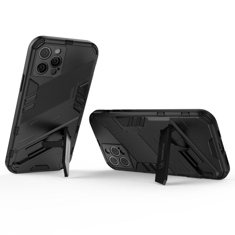 For iPhone 12 Pro Punk Armor 2 in 1 PC + TPU Shockproof Case with Invisible Holder(Black) by buy2fix