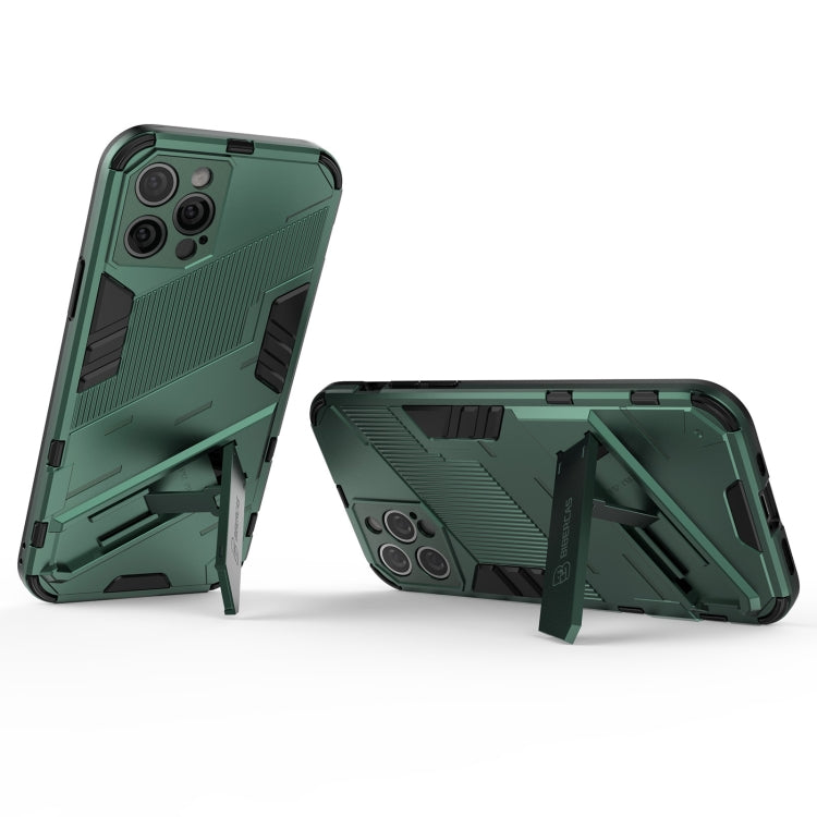 For iPhone 12 Pro Punk Armor 2 in 1 PC + TPU Shockproof Case with Invisible Holder(Green) by buy2fix