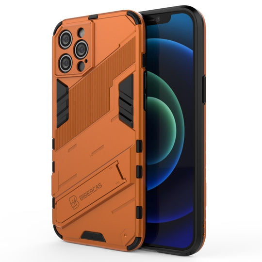 For iPhone 12 Pro Max Punk Armor 2 in 1 PC + TPU Shockproof Case with Invisible Holder(Orange)