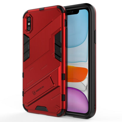 For iPhone X / XS Punk Armor 2 in 1 PC + TPU Shockproof Case with Invisible Holder(Red) by buy2fix