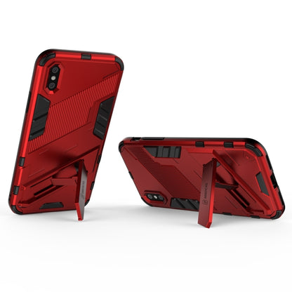 For iPhone X / XS Punk Armor 2 in 1 PC + TPU Shockproof Case with Invisible Holder(Red) by buy2fix