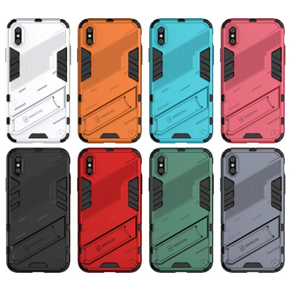 For iPhone X / XS Punk Armor 2 in 1 PC + TPU Shockproof Case with Invisible Holder(Light Red) by buy2fix