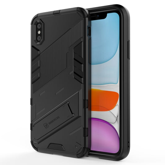 For iPhone XR Punk Armor 2 in 1 PC + TPU Shockproof Case with Invisible Holder(Black) by buy2fix