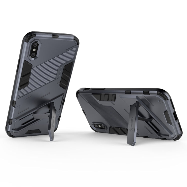 For iPhone XR Punk Armor 2 in 1 PC + TPU Shockproof Case with Invisible Holder(Grey) by buy2fix