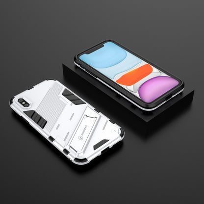 For iPhone XR Punk Armor 2 in 1 PC + TPU Shockproof Case with Invisible Holder(White) by buy2fix