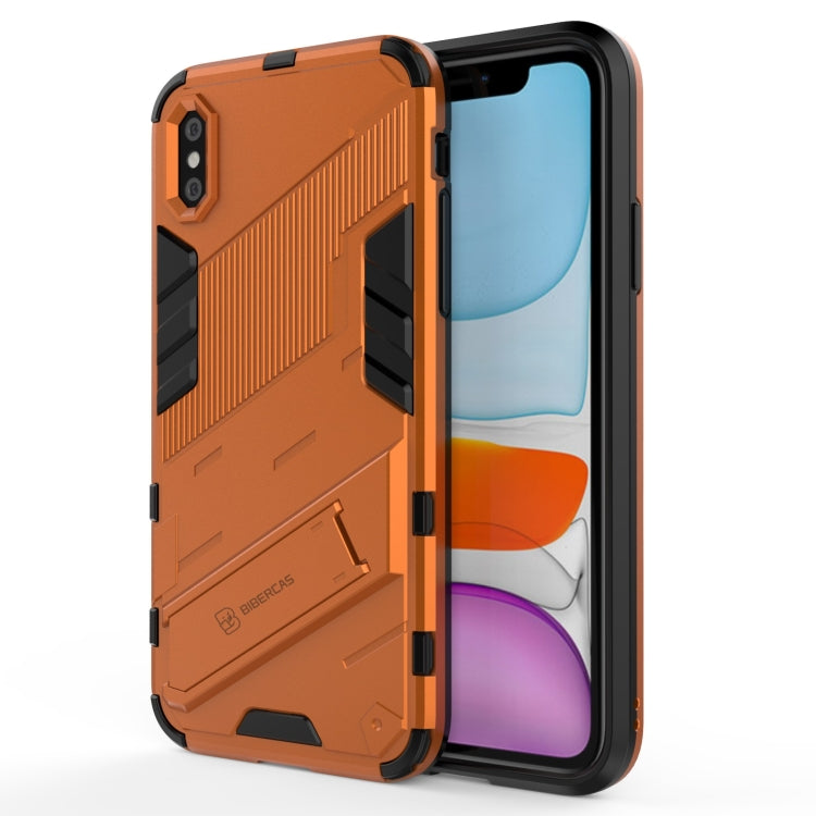 For iPhone XR Punk Armor 2 in 1 PC + TPU Shockproof Case with Invisible Holder(Orange) by buy2fix