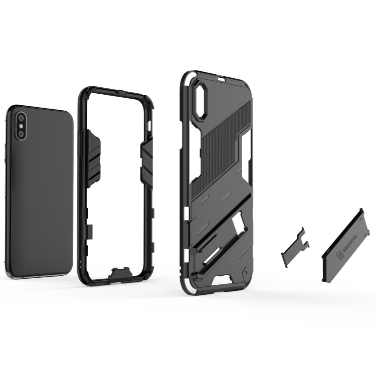 For iPhone XR Punk Armor 2 in 1 PC + TPU Shockproof Case with Invisible Holder(Orange) by buy2fix