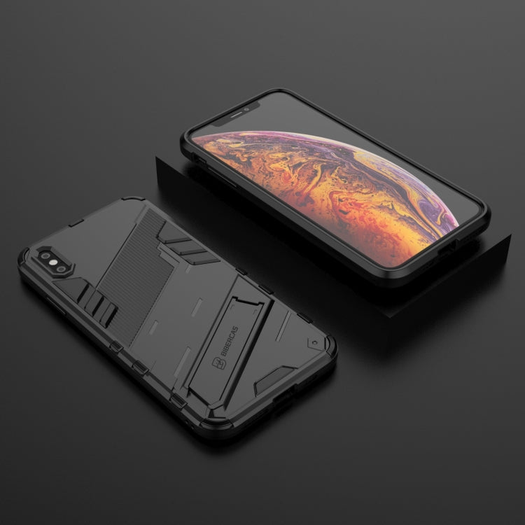 For iPhone XS Max Punk Armor 2 in 1 PC + TPU Shockproof Case with Invisible Holder(Black) by buy2fix