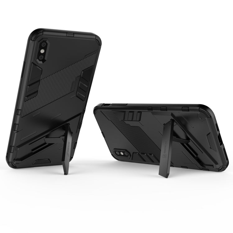 For iPhone XS Max Punk Armor 2 in 1 PC + TPU Shockproof Case with Invisible Holder(Black) by buy2fix