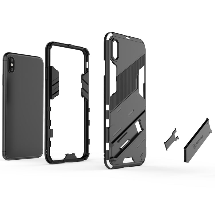 For iPhone XS Max Punk Armor 2 in 1 PC + TPU Shockproof Case with Invisible Holder(Black) by buy2fix