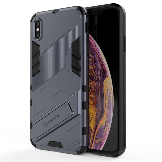 For iPhone XS Max Punk Armor 2 in 1 PC + TPU Shockproof Case with Invisible Holder(Grey) by buy2fix