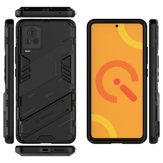 Punk Armor 2 in 1 PC + TPU Shockproof Case with Invisible Holder For vivo iQOO 7(Black) by buy2fix