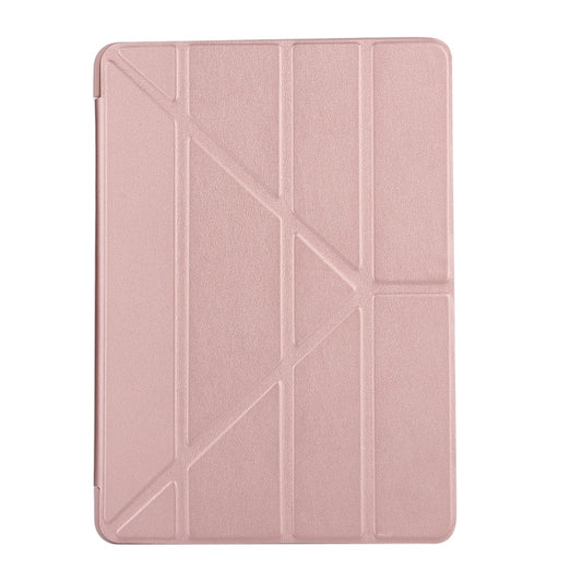 For iPad 10.2 2021 / 2020 / 2019 TPU Horizontal Deformation Flip Leather Case with Holder(Rose Red) by buy2fix