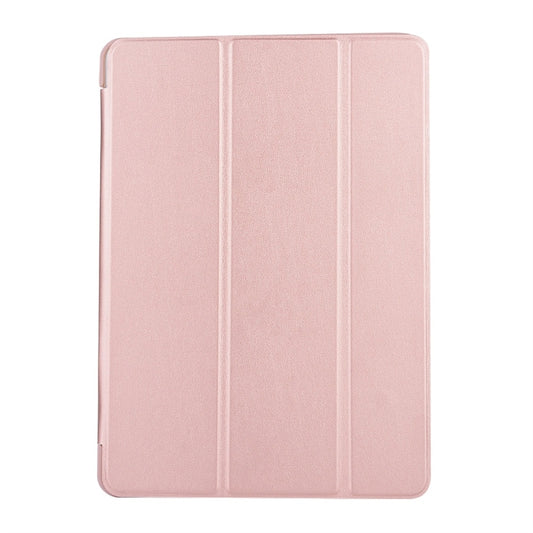 For iPad 10.2 2021 / 2020 / 2019 TPU Horizontal Flip Leather Case, with Three-folding Holder(Rose Gold) by buy2fix