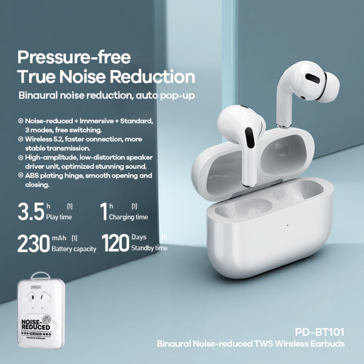 Remax Proda PD-BT101 Binaural Noise Canceling TWS True Wireless Earphone(White) - TWS Earphone by REMAX | Online Shopping UK | buy2fix