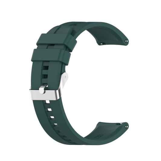 For Amazfit GTR 2e / GTR 2 22mm Silicone Watch Band with Silver Buckle(Dark Green) by buy2fix