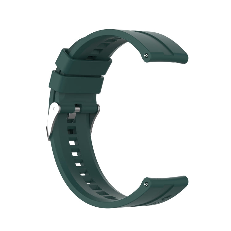 For Amazfit GTR 2e / GTR 2 22mm Silicone Watch Band with Silver Buckle(Dark Green) by buy2fix