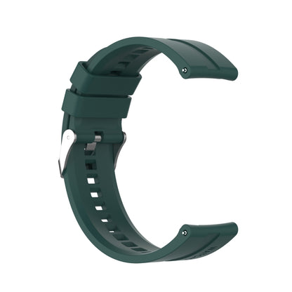 For Amazfit GTR 2e / GTR 2 22mm Silicone Watch Band with Silver Buckle(Dark Green) by buy2fix