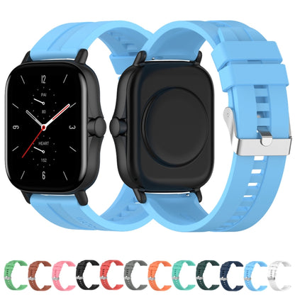 For Amazfit GTR 2e / GTR 2 22mm Silicone Watch Band with Silver Buckle(Dark Green) by buy2fix