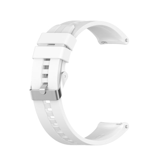 For Amazfit GTS 2e / GTS 2 20mm Silicone Watch Band with Silver Buckle(White) by buy2fix