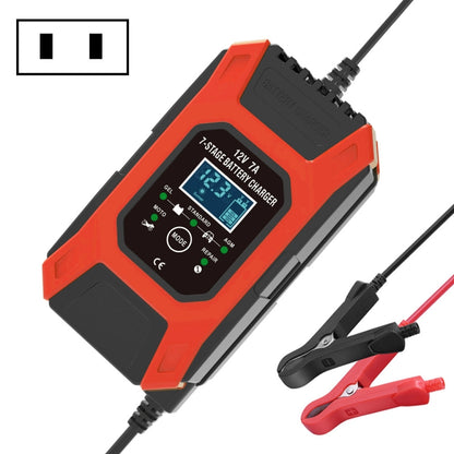 FOXSUR Car / Motorcycle Repair Charger 12V 7A 7-stage + Multi-battery Mode Lead-acid Battery Charger, Plug Type:US Plug(Red) - In Car by FOXSUR | Online Shopping UK | buy2fix