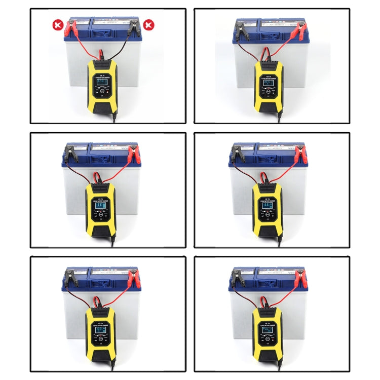 FOXSUR Car / Motorcycle Repair Charger 12V 7A 7-stage + Multi-battery Mode Lead-acid Battery Charger, Plug Type:EU Plug(Yellow) - In Car by FOXSUR | Online Shopping UK | buy2fix