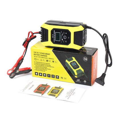 FOXSUR Car / Motorcycle Repair Charger 12V 7A 7-stage + Multi-battery Mode Lead-acid Battery Charger, Plug Type:JP Plug(Yellow) - In Car by FOXSUR | Online Shopping UK | buy2fix