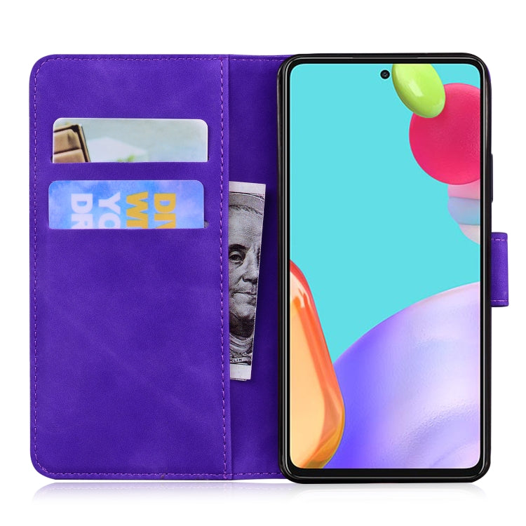 For Samsung Galaxy A52 5G / 4G Tiger Embossing Pattern Horizontal Flip Leather Case with Holder & Card Slots & Wallet(Purple) by buy2fix
