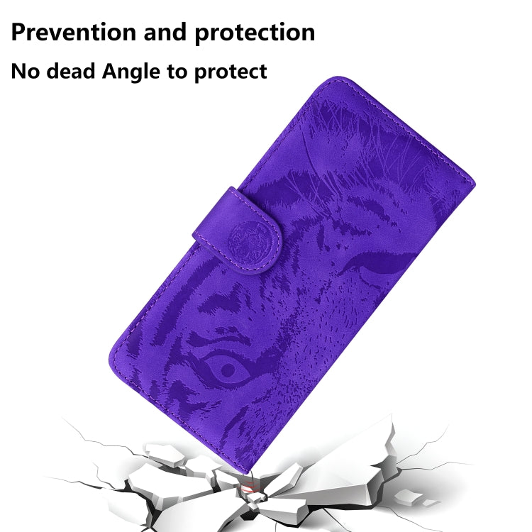 For Samsung Galaxy A52 5G / 4G Tiger Embossing Pattern Horizontal Flip Leather Case with Holder & Card Slots & Wallet(Purple) by buy2fix