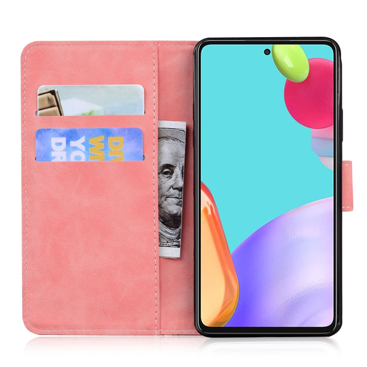 For Samsung Galaxy A52 5G / 4G Tiger Embossing Pattern Horizontal Flip Leather Case with Holder & Card Slots & Wallet(Pink) by buy2fix