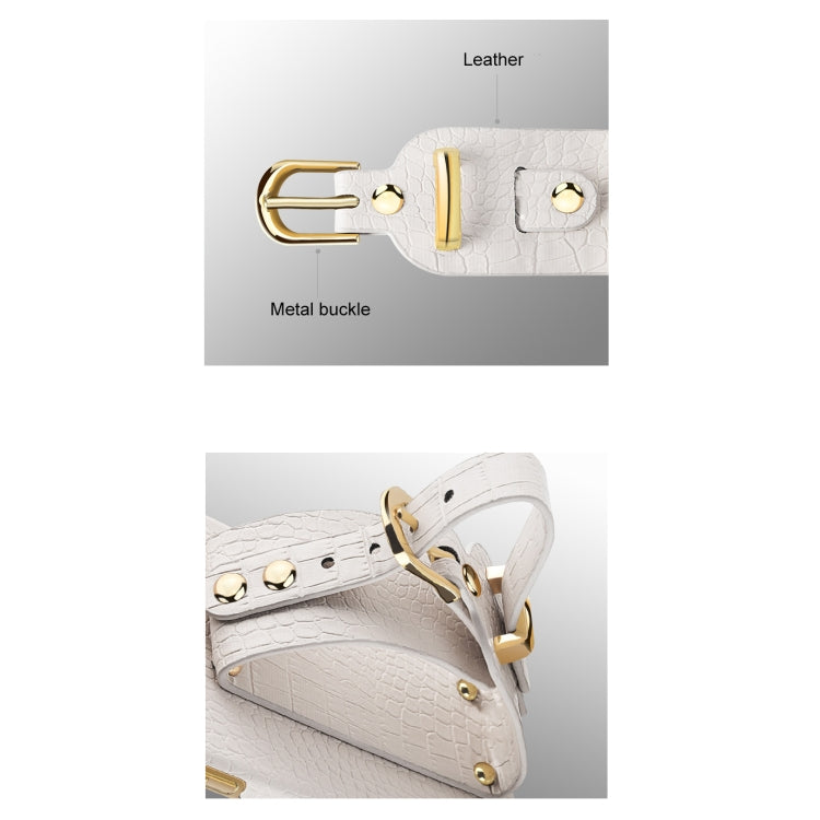 For iPhone X / XS Electroplated TPU Crocodile Pattern Leather Case with Wrist Strap(White) by buy2fix