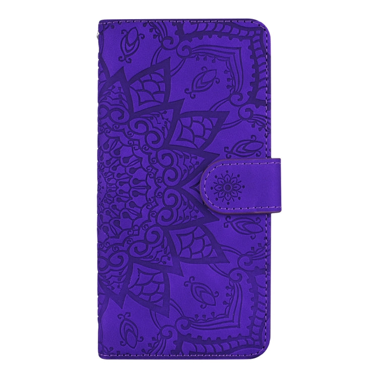 For Samsung Galaxy A52 5G / 4G Embossed Sunflower Pattern Horizontal Flip PU Leather Case with Holder & Card Slots & Wallet & Lanyard (Purple) by buy2fix