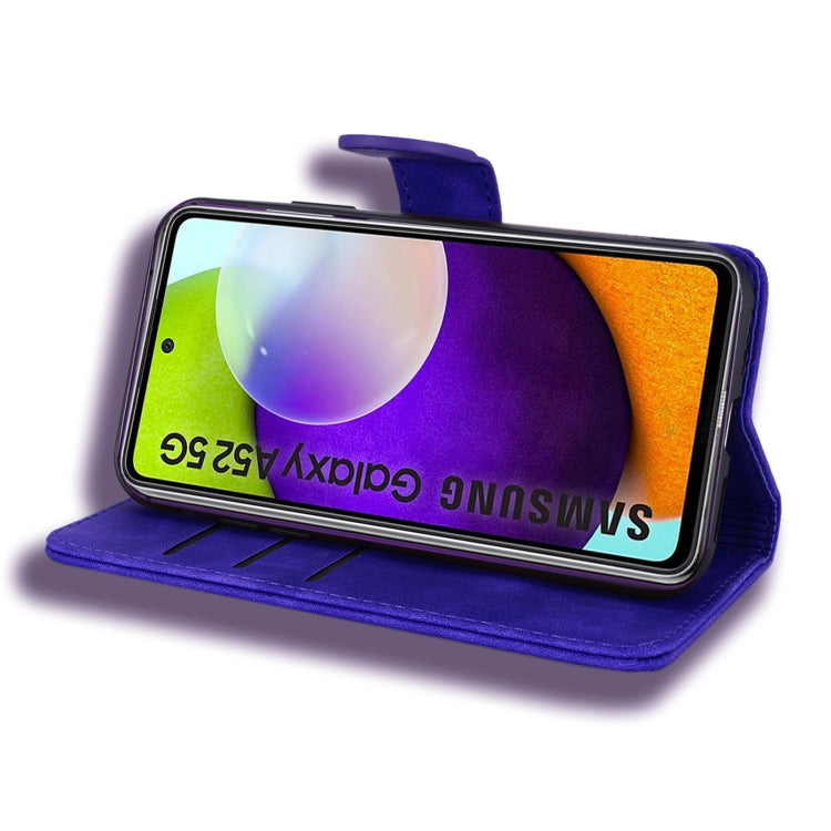 For Samsung Galaxy A52 5G / 4G Embossed Sunflower Pattern Horizontal Flip PU Leather Case with Holder & Card Slots & Wallet & Lanyard (Purple) by buy2fix