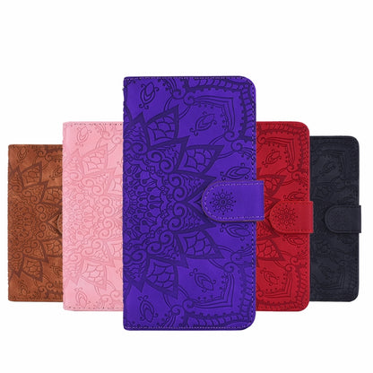 For Samsung Galaxy A52 5G / 4G Embossed Sunflower Pattern Horizontal Flip PU Leather Case with Holder & Card Slots & Wallet & Lanyard (Purple) by buy2fix