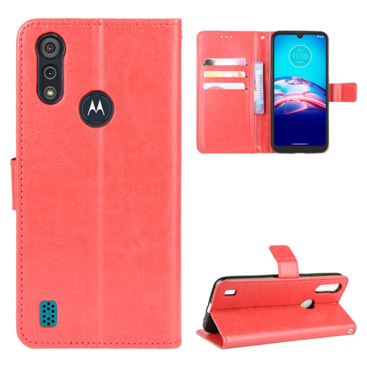 For Motorola Moto E6i Retro Crazy Horse Texture Horizontal Flip Leather Case with Holder & Card Slots & Lanyard(Red) by buy2fix