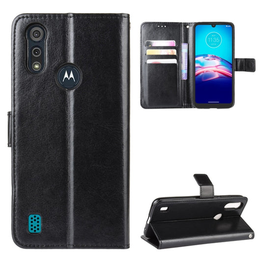 For Motorola Moto E6i Retro Crazy Horse Texture Horizontal Flip Leather Case with Holder & Card Slots & Lanyard(Black) by buy2fix